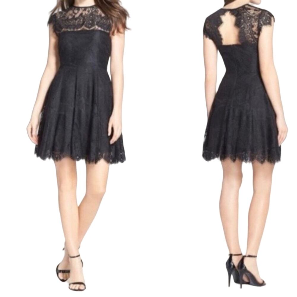 BB Dakota Dress Black Lace Flirty Fun Mini LBD NWT Size 2 Fit and Flare Pretty